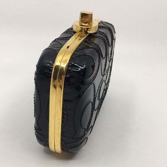 Coach Black Patent Leather Raised \